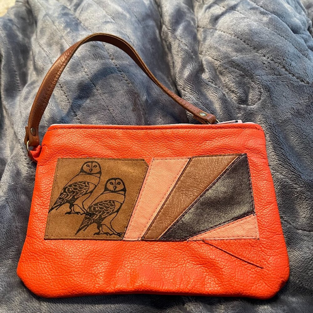 Leather multicolor clutch purse